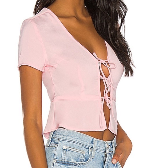 NWT! Revolve Superdown Ciara Tie Front Blouse - Picture 1 of 6